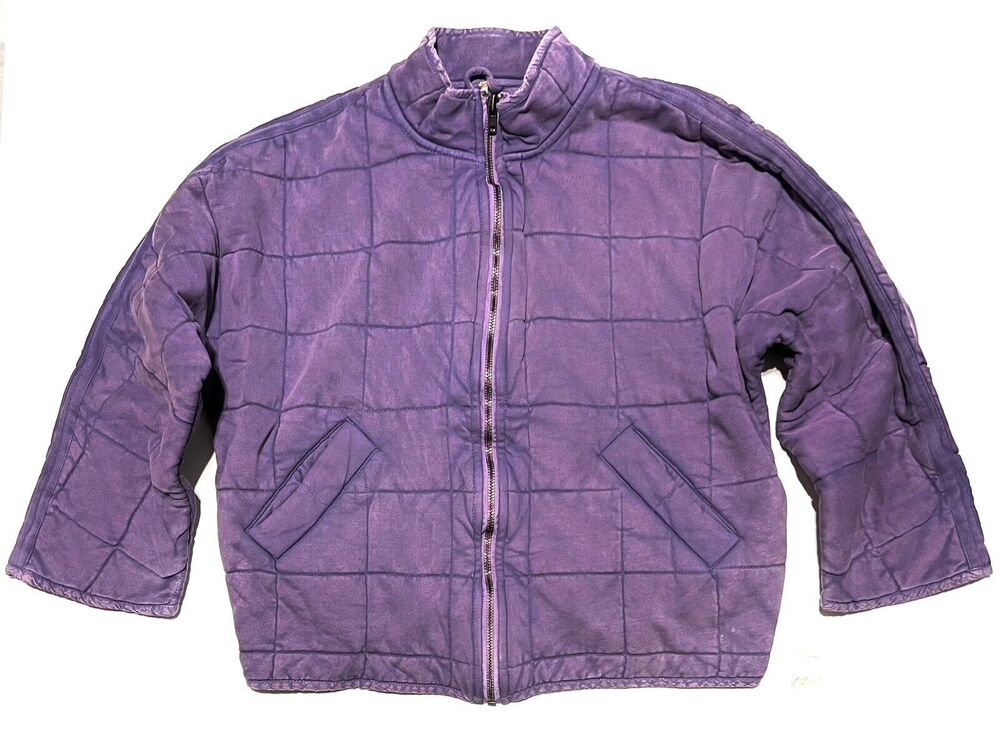 Free People Dolman Quilted Knit Jacket Sz L Oversized Slouchy Purple Moonberry